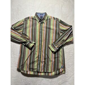 Tommy Hilfiger 80s 2 ply fabric Striped Vintage Dress Shirt Men's Size Large